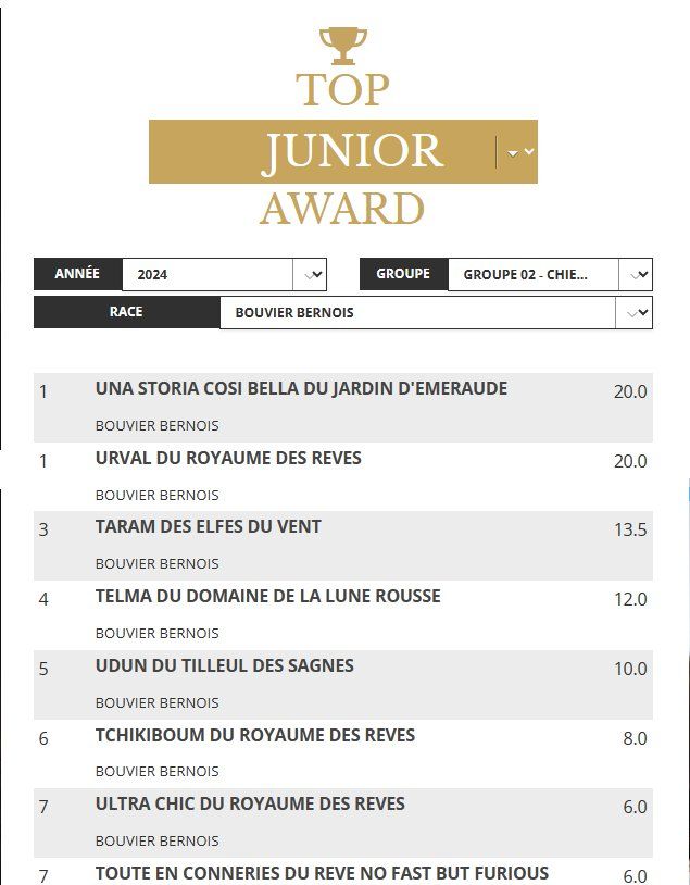 Du Jardin D'Emeraude - TOP JUNIOR AWARD